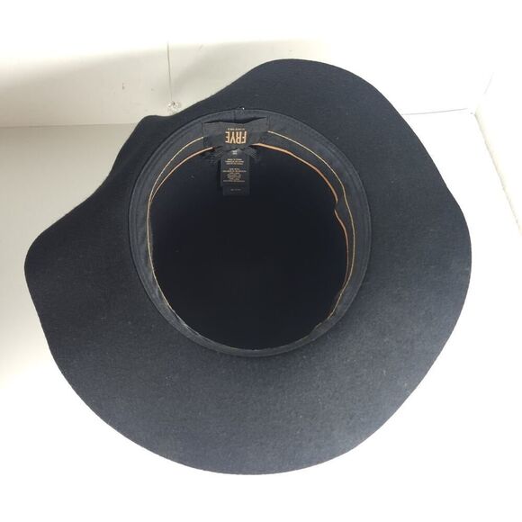 Frye Women's Size Medium /Large Black Wool Felt Brown belt Fedora Hat - Picture 6 of 13